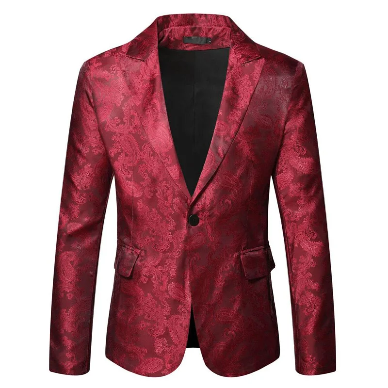 Men's Casual Comfortable Daily Lapel Printed Blazer Red