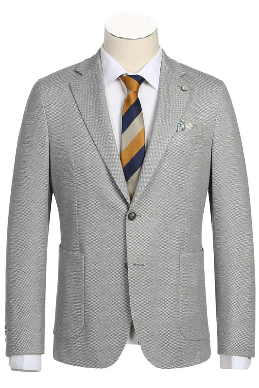 Mens Half Canvas Unconstructed Patch Pocket Sport Coat Blazer in Grey