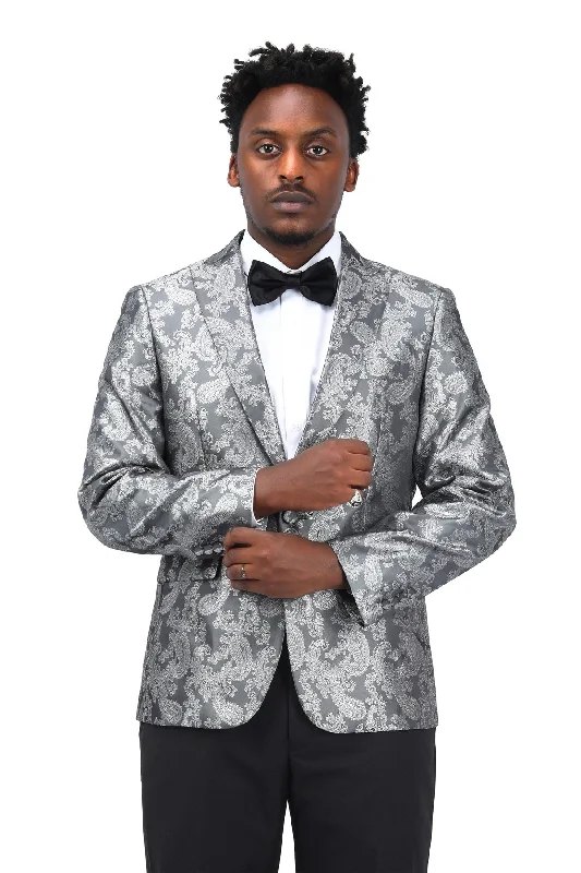 Men's Palace Dark Pattern One Button Blazer Grey