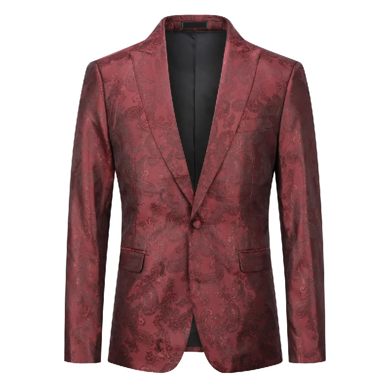 Men's Palace Dark Pattern One Button Blazer Red