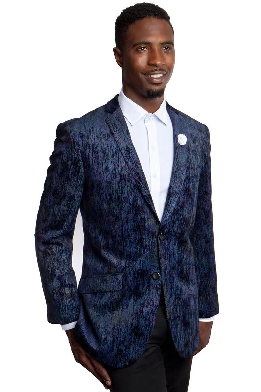 Men's Slim Fit Tie Dye Gradient Pattern Sports Coat in Blue