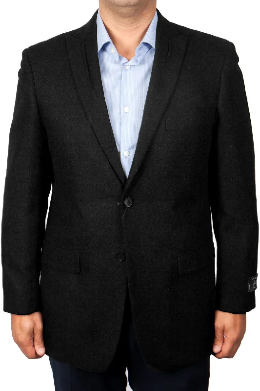 Men's Two Button Peak Lapel Wool Blazer in Navy