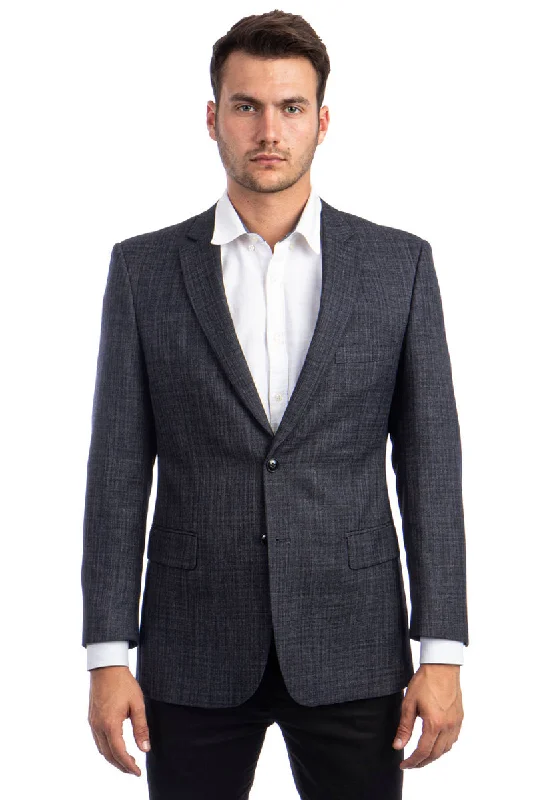 Men's Two Button Summer Weave Pattern Blazer in Grey