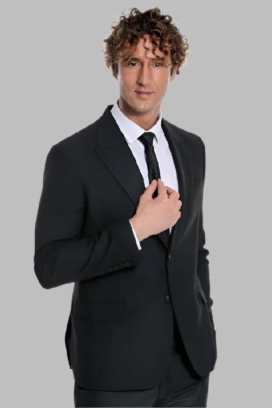 Plain Slim Fit Sport Black Men Blazer - Wessi