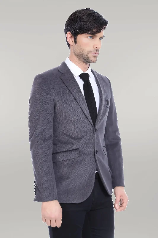 Pocket Flap Rigging Velvet Grey Jacket-Wessi