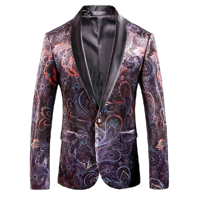 Slim Fit Floral Print Casual Blazer