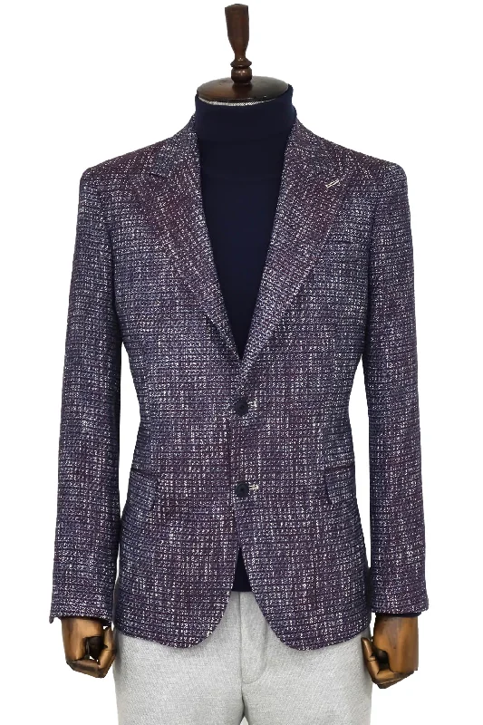 Slim Fit Patterned Sport Purple Men Blazer - Wessi