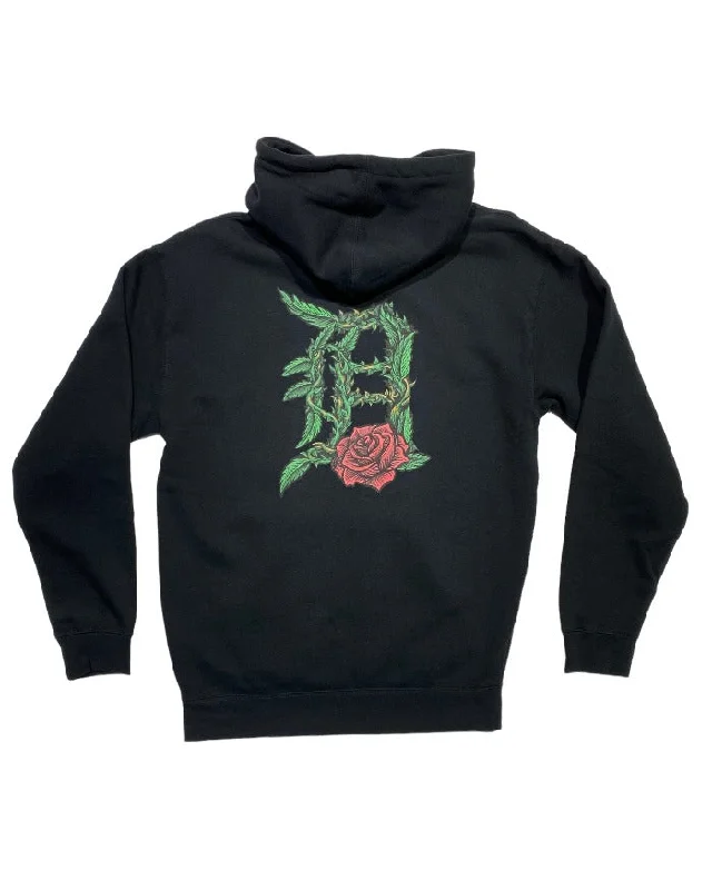 Ink Detroit - Old English D Rose - Premium Heavyweight Hoodie - Black