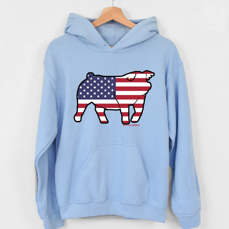 Patriotic Pig Down Ear Hoodie (S-3XL) Unisex - Multiple Colors!