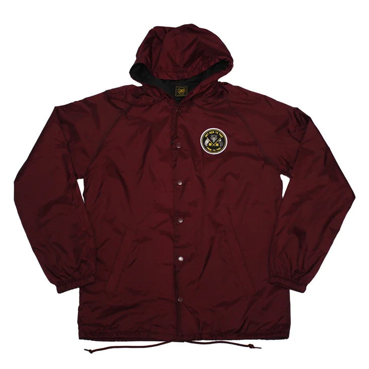 True Mens Nations Hooded Coaches Jacket Burgundy