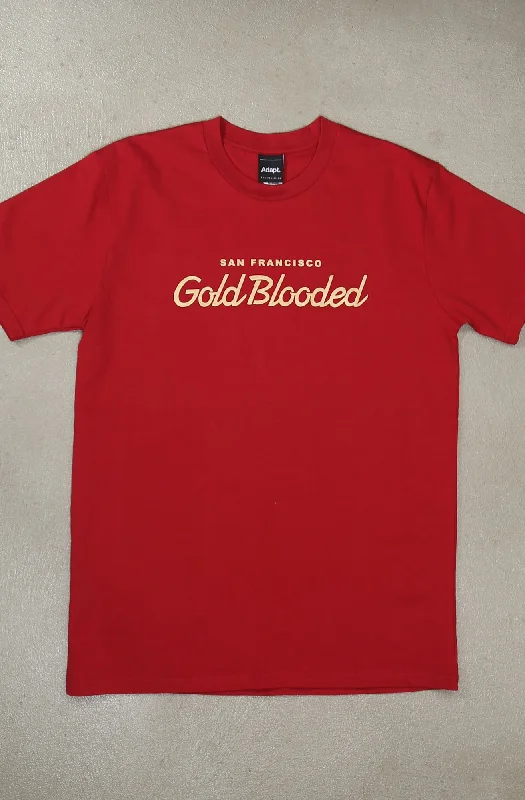 Gold Blooded Script (Men's Cardinal Tee)