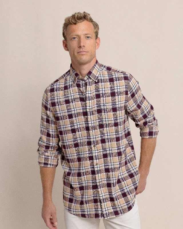 Sweetgrass Plaid Beach Flannel Long Sleeve Sport Shirt