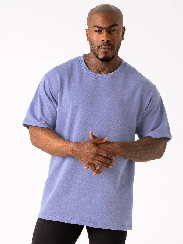 Throwback Fleece Oversized T-Shirt - Indigo Blue