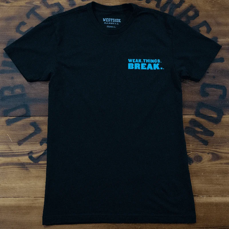 Weak.Things.Break™  Left Chest Logo T-shirt - Black/Turquoise