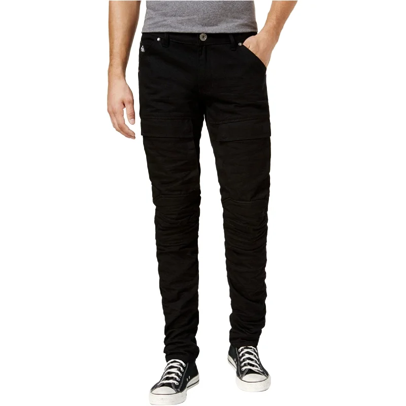 American Stitch Mens Moto Straight Leg Jeans, Black, 34W x 38L - 34W x 38L