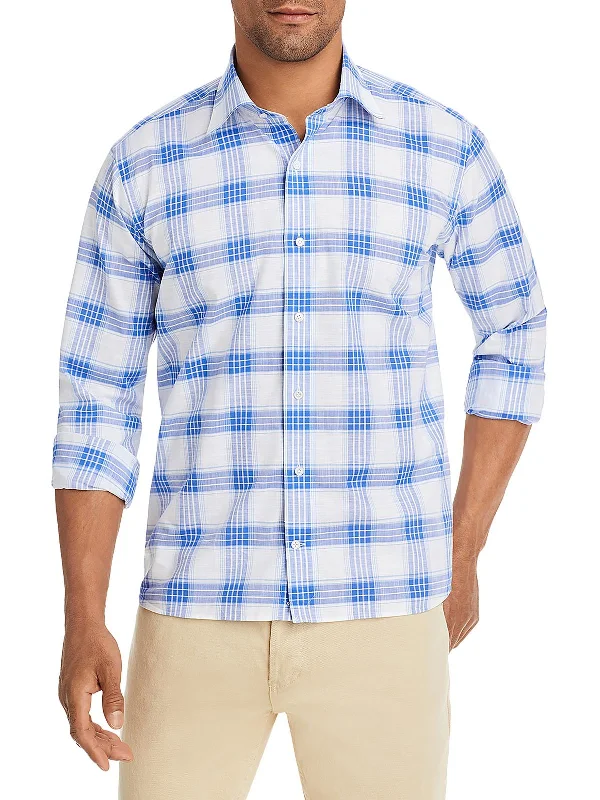 Duke Mens Plaid Twill Button-Down Shirt