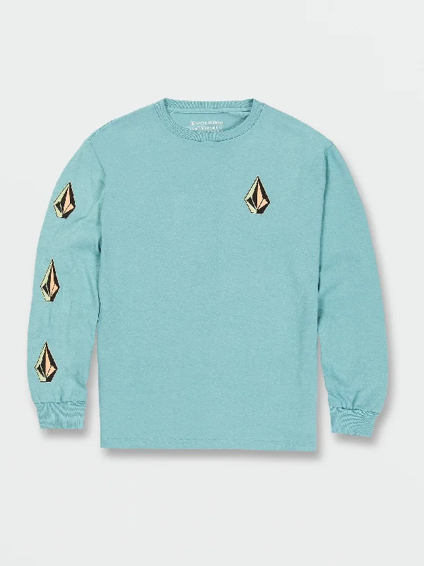 Little Boys Iconic Stone Long Sleeve Tee - Cali Blue Heather