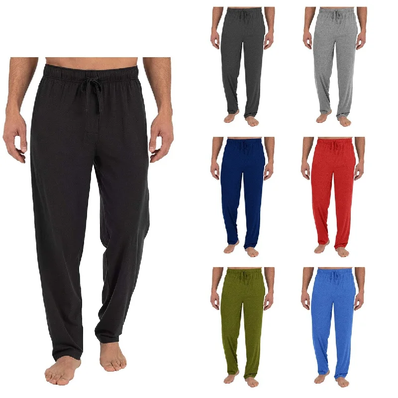 Mens Adjustable Drawstring Jersey Knit Pants 2Pack Solid Color Comfortable