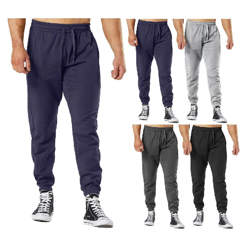 Mens FleeceLined Jogger Pants 3Pack Elastic Bottom Sweatpants With Pockets