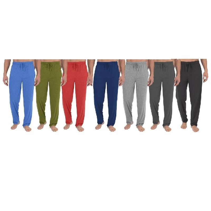 Mens Solid Jersey Knit Pants 4Pack Adjustable Drawstring Waist Pure Cotton