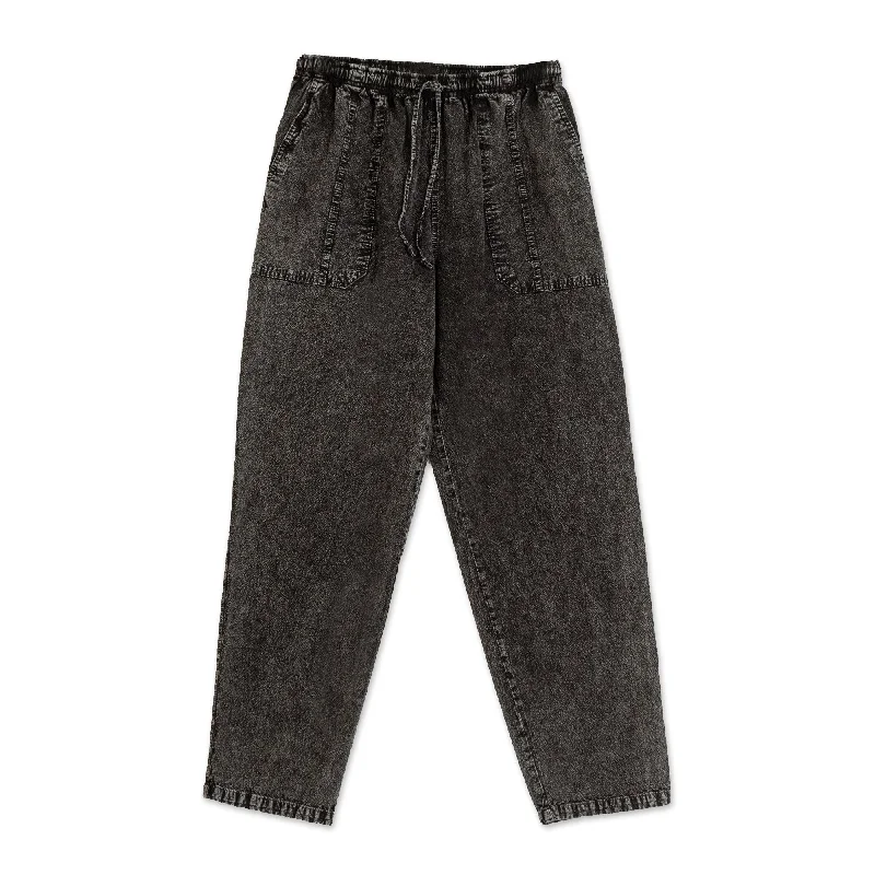 Novica Handmade Washed Black Mens Cotton Pants