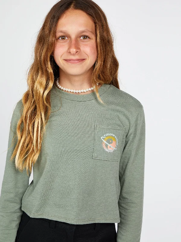 Girls Pocket Dial Long Sleeve Tee - Light Army