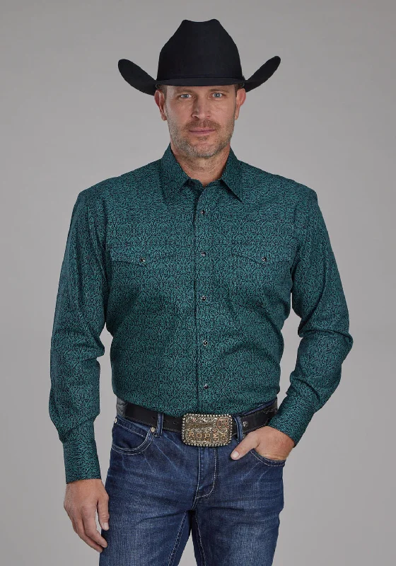 Roper Mens 2152 Vintage Paisley Green 100% Cotton L/S Shirt