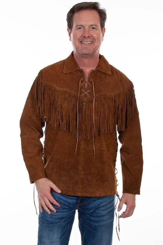 Scully Mens Cafe Brown Leather Mountain Man L/S Shirt