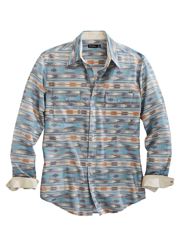 Tin Haul Mens 1955 Ghost Aztec Grey 100% Cotton L/S Shirt