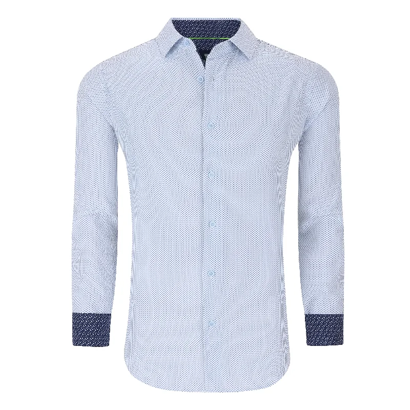 Tom Baine Slim Fit Performance Long Sleeve Geometric Button Down