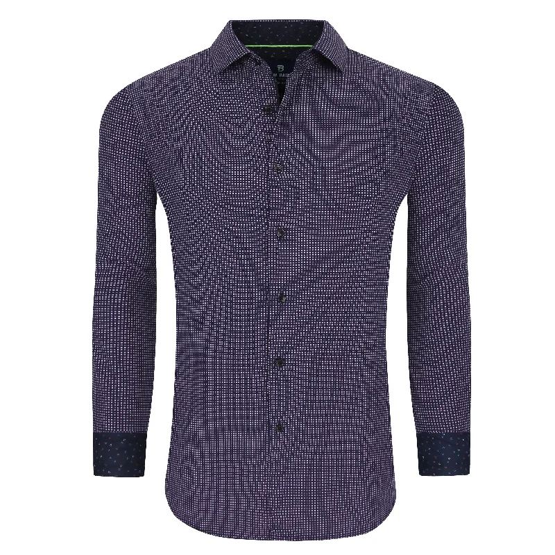 Tom Baine Slim Fit Performance Long Sleeve Geometric Button Down