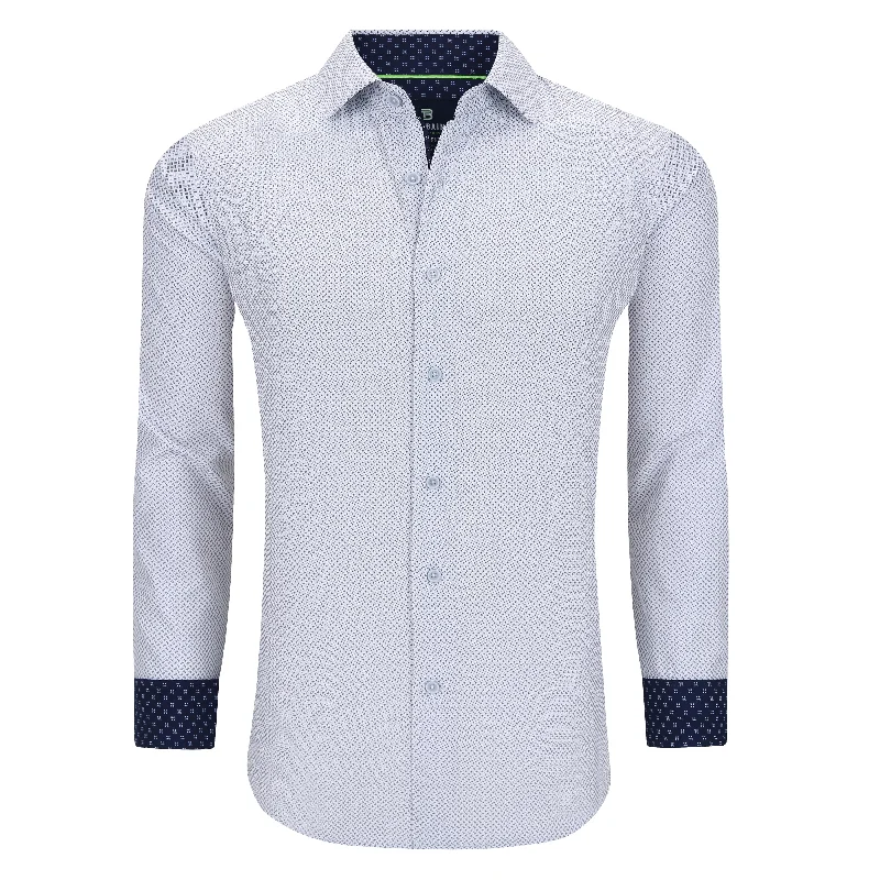 Tom Baine Slim Fit Performance Long Sleeve Geometric Button Down