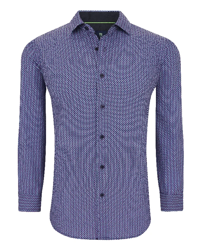 Tom Baine Slim Fit Performance Long Sleeve Printed Button Down