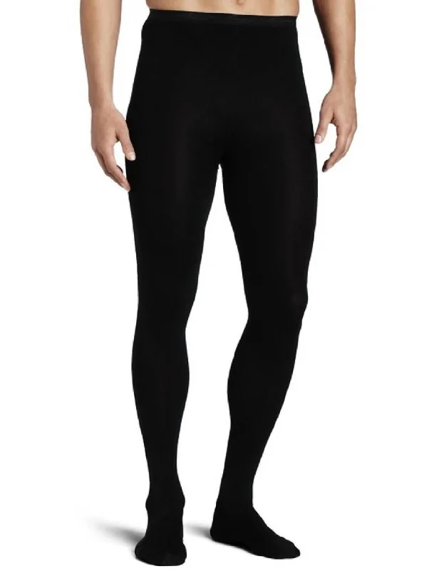 Men's Knit Footed Tights With Back Seams In Black