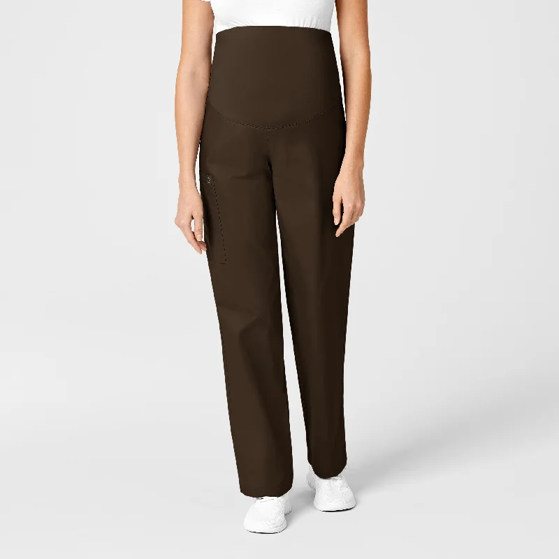 WonderWORK Maternity Cargo Scrub Pant - Chocolate