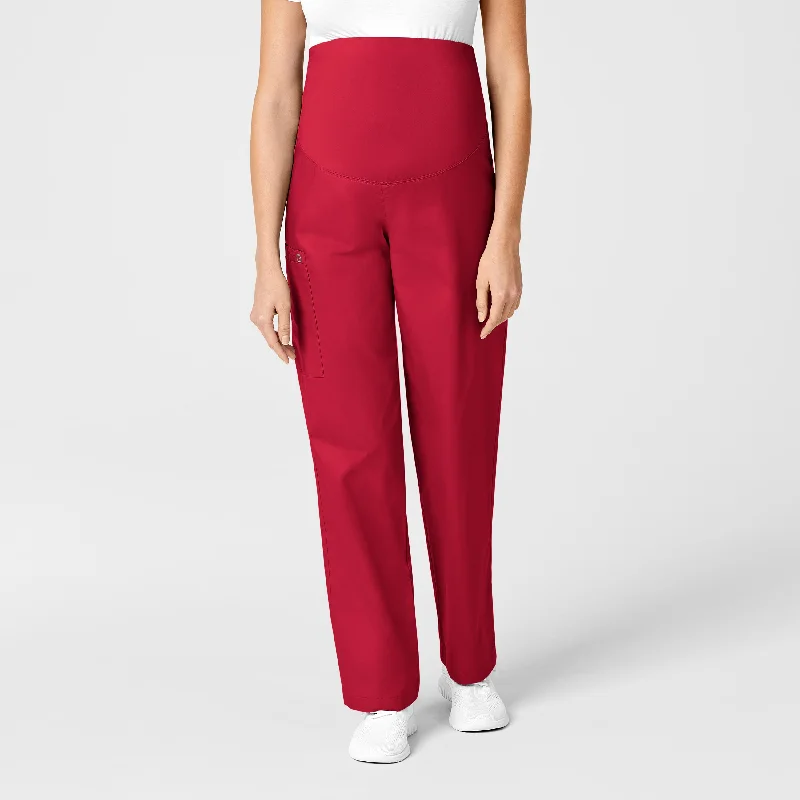 WonderWORK Maternity Cargo Scrub Pant - Red