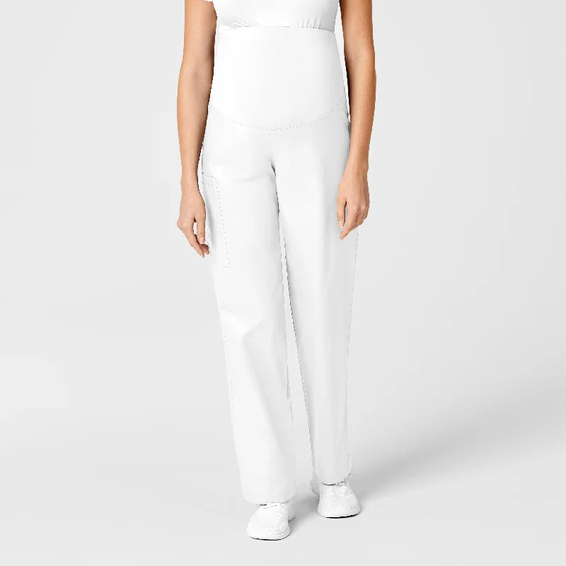 WonderWORK Maternity Cargo Scrub Pant - White