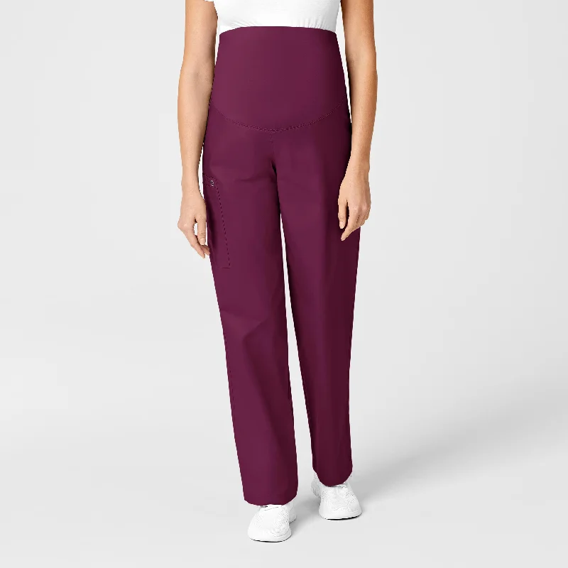 WonderWORK Maternity Cargo Scrub Pant - Wine