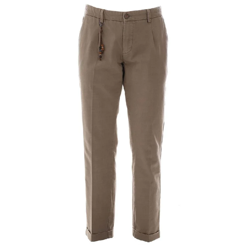 Yes Zee Chic Cotton Chino Trousers in Earthy Men's